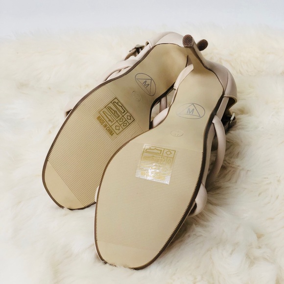 New! Nude Rounded Three Strap Heels - Picture 5 of 7